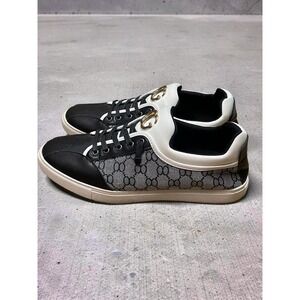 Royal Shoes Mens CG-7 10 Monogram Lace Up Sneakers Black White Grey Gold Detail